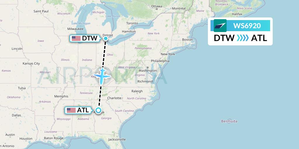 WS6920 Flight Status WestJet Detroit to Atlanta (WJA6920)