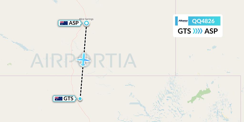 QQ4826 Alliance Airlines Flight Map: Australia to Alice Springs