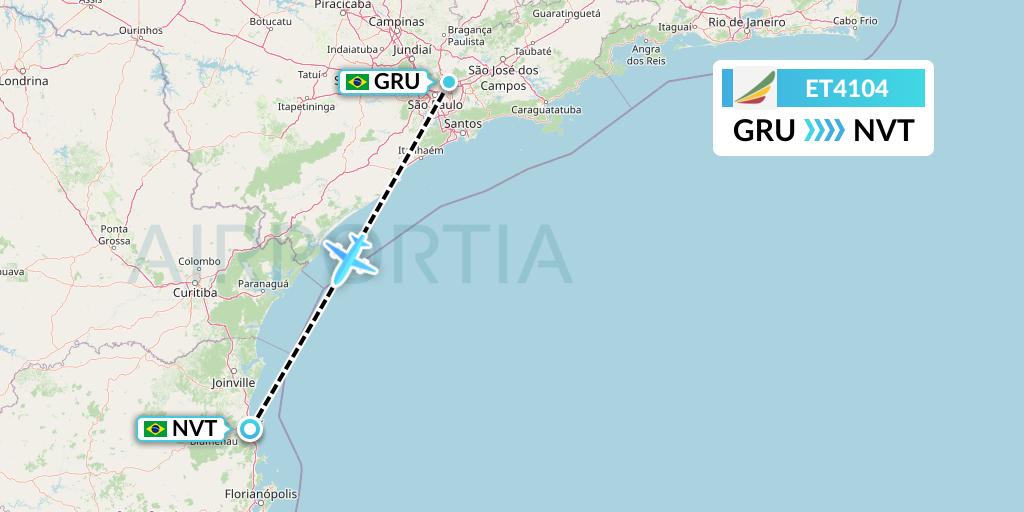 ET4104 Ethiopian Airlines Flight Map: Sao Paulo to Navegantes