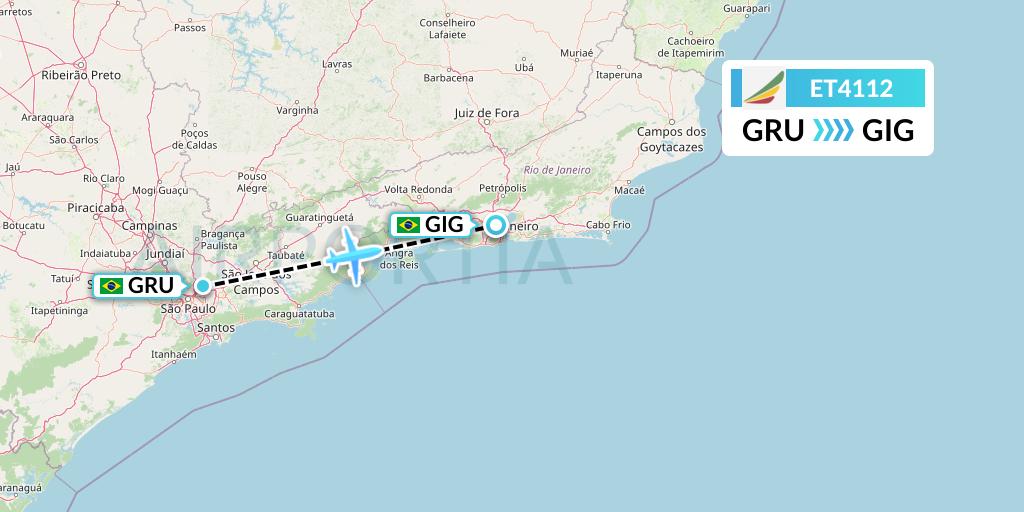 ET4112 Ethiopian Airlines Flight Map: Sao Paulo to Rio de Janeiro