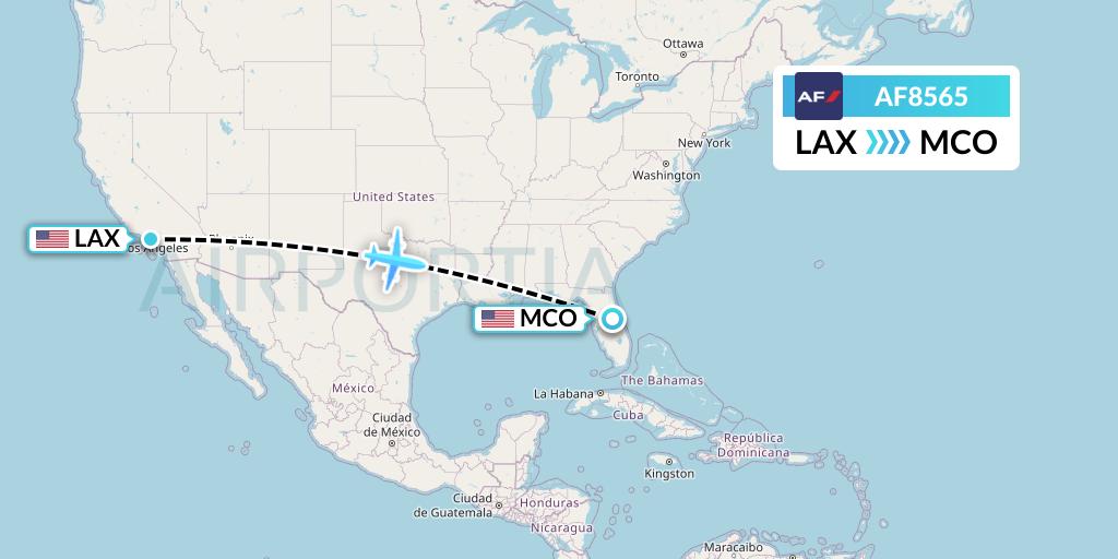 AF8565 Air France Flight Map: Los Angeles to Orlando