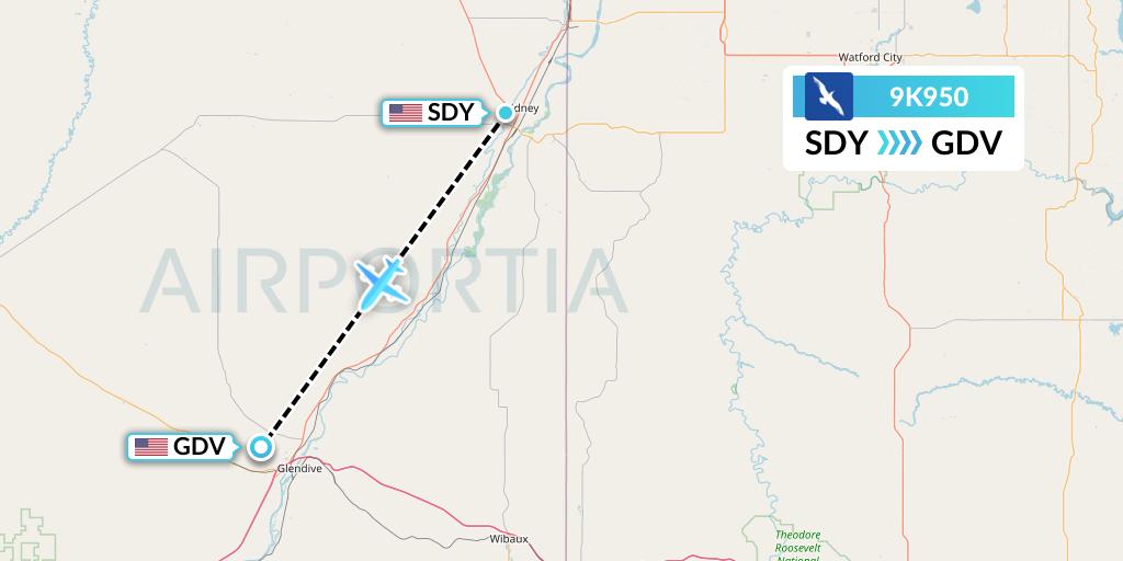 9K950 Cape Air Flight Map: Sidney to Dawson