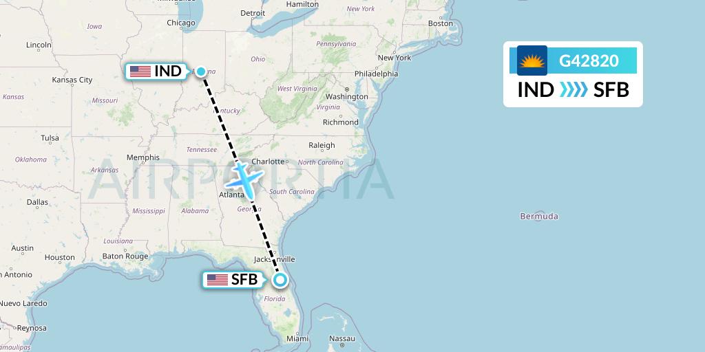 G42820 Allegiant Air Flight Map: Indianapolis to Orlando