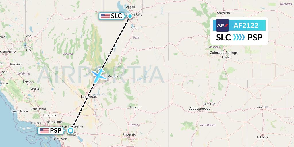 AF2122 Air France Flight Map: Salt Lake City to Palm Springs