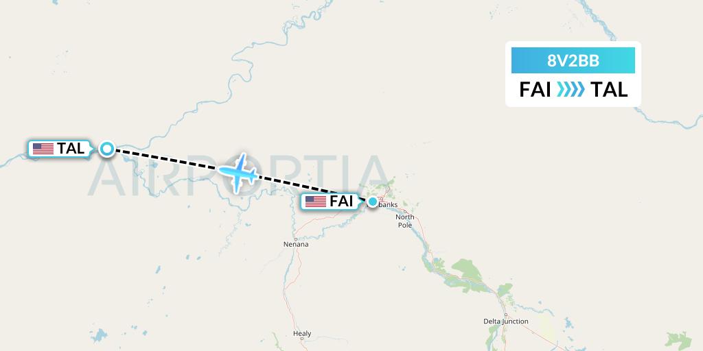 8V2BB Wright Air Service Flight Map: Fairbanks to Tanana