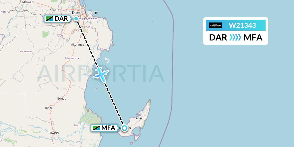 W21343 Flex Flight Flight Map: Dar-es-Salaam to Mafia Island