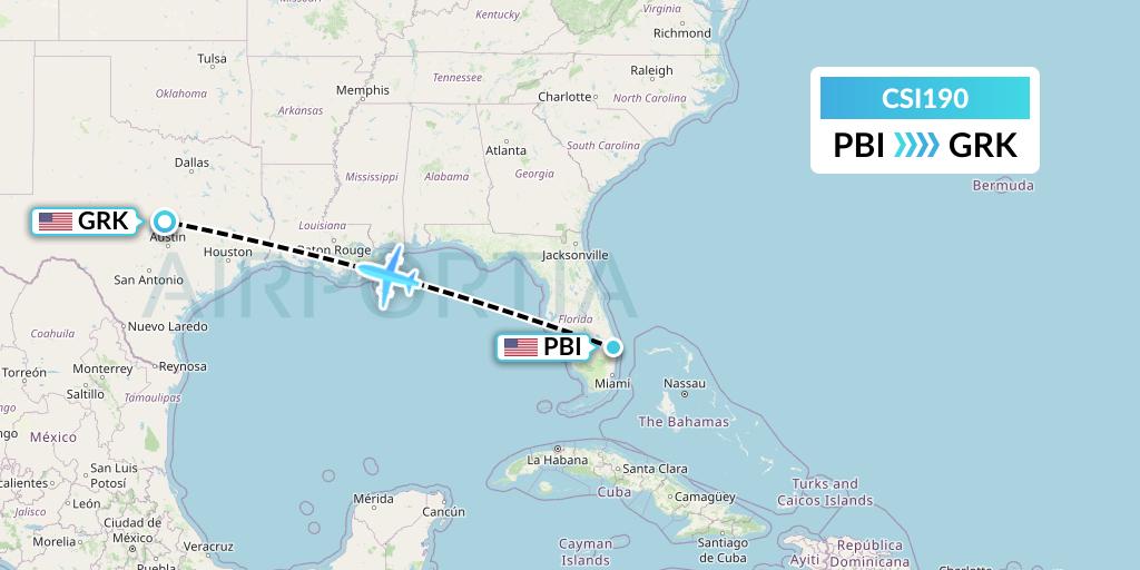 CSI190 Flight Status Csi Aviation, Inc. West Palm Beach to Killeen