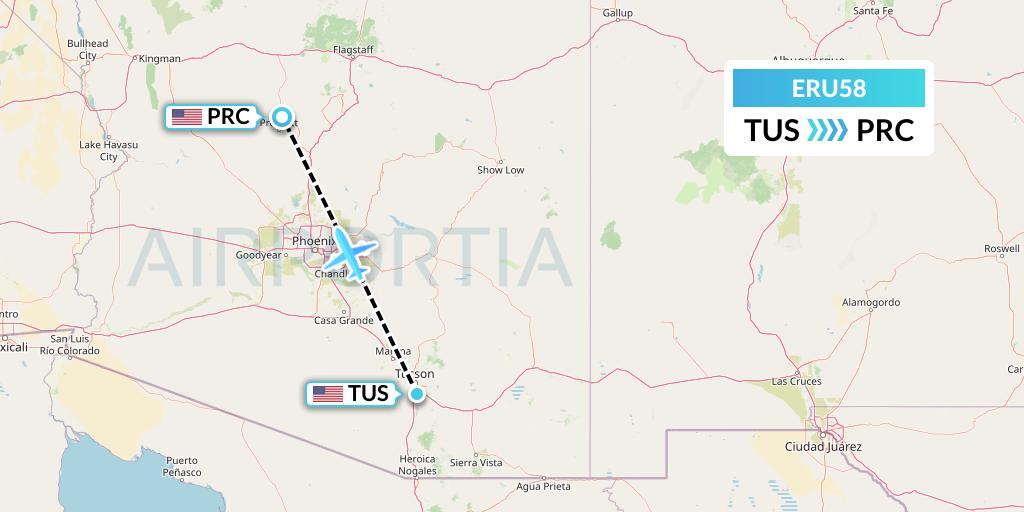 ERU58 Embry-riddle Aeronautical University Flight Map: Tucson to Prescott