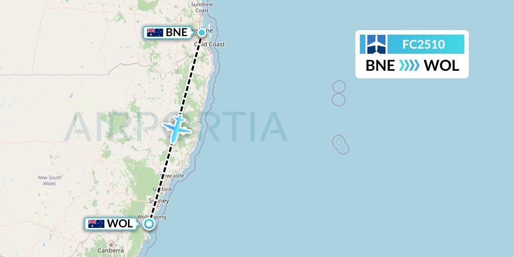 FC2510 Fly Corporate Flight Map: Brisbane to Australia