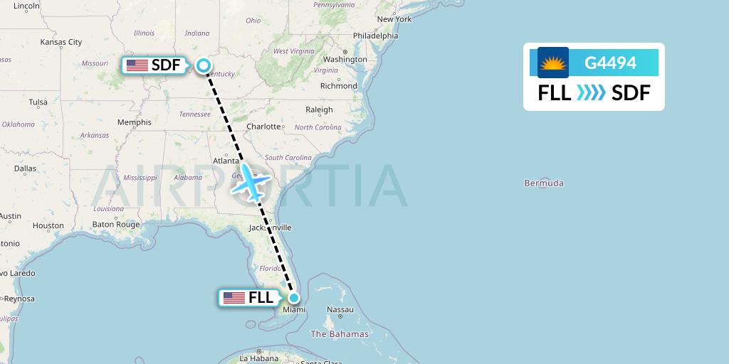 G4494 Allegiant Air Flight Map: Fort Lauderdale to Louisville