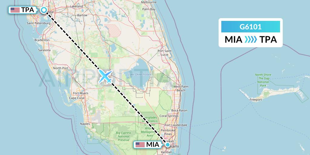 G6101 Fly Arna Flight Map: Miami to Tampa