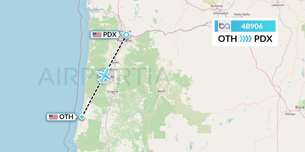 4B906 Boutique Air Flight Map: North Bend to Portland