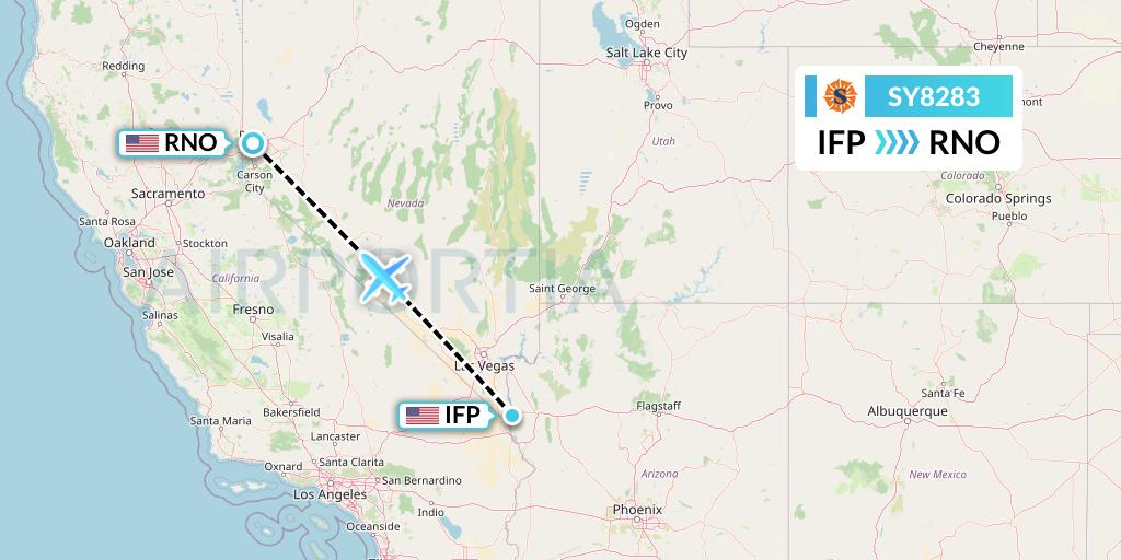 SY8283 Sun Country Airlines Flight Map: Bullhead City to Reno