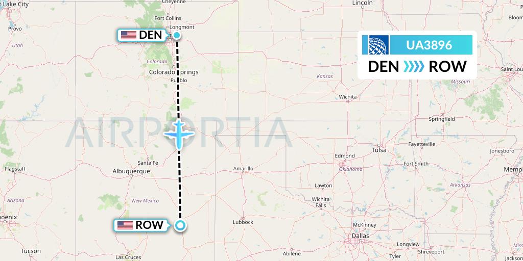 UA3896 Flight Status United Airlines Denver to Roswell (UAL3896)