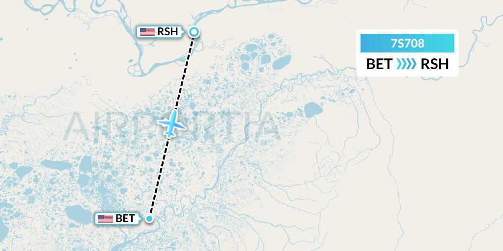 7S708 Ryan Air (USA) Flight Map: Bethel to Russian Mission