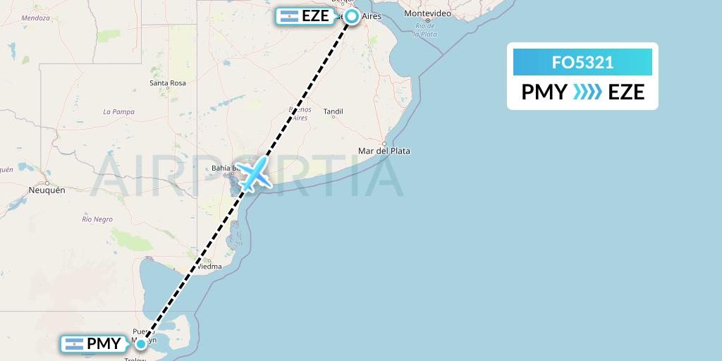 FO5321 Aero Flightops Uk Limited Flight Map: Puerto Madryn to Buenos Aires