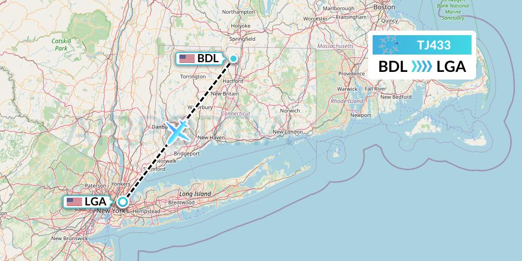 TJ433 Tradewind Aviation Flight Map: Windsor Locks to New York