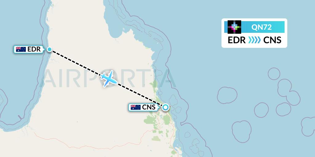QN72 Skytrans Flight Map: Australia to Cairns