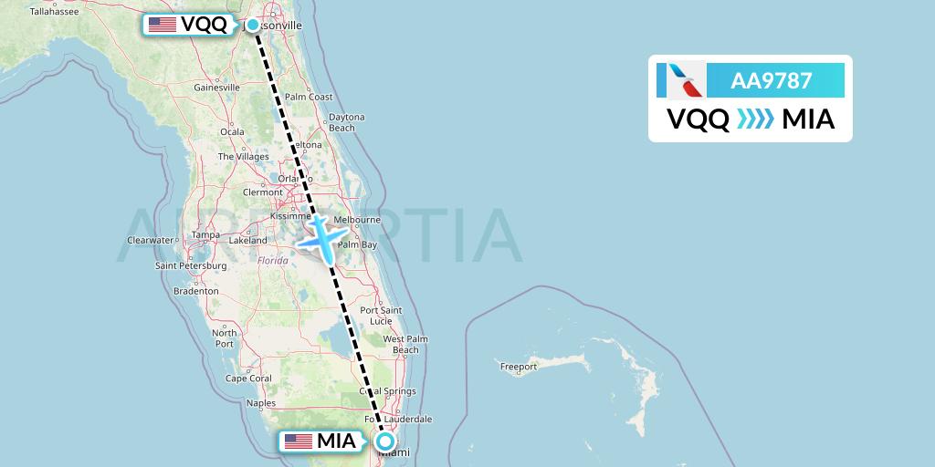 AA9787 American Airlines Flight Map: Jacksonville to Miami