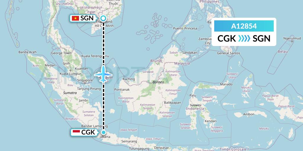 A12854 A.p.g. Distribution Systems Flight Map: Jakarta to Ho Chi Minh City