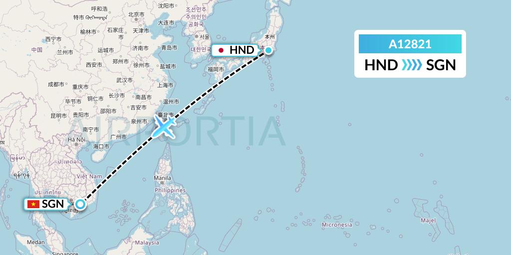 A12821 A.p.g. Distribution Systems Flight Map: Tokyo to Ho Chi Minh City