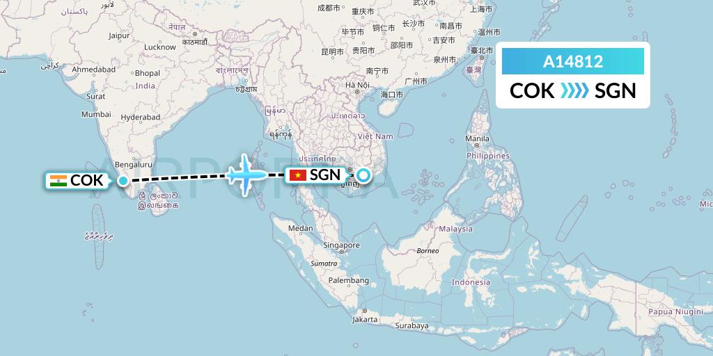 A14812 A.p.g. Distribution Systems Flight Map: Cochin to Ho Chi Minh City