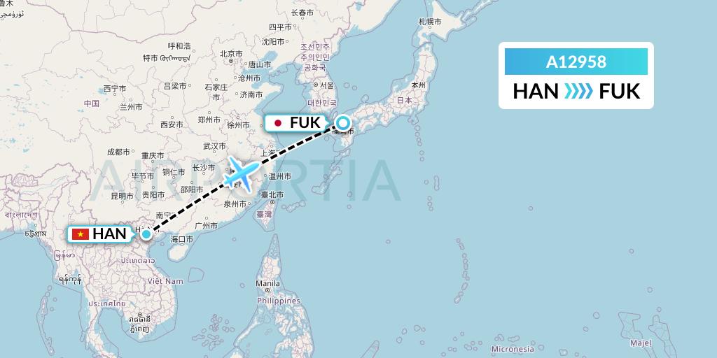 A12958 A.p.g. Distribution Systems Flight Map: Hanoi to Fukuoka
