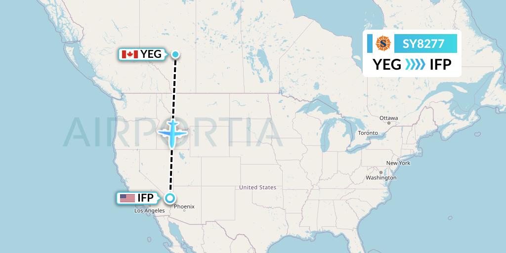SY8277 Sun Country Airlines Flight Map: Edmonton to Bullhead City