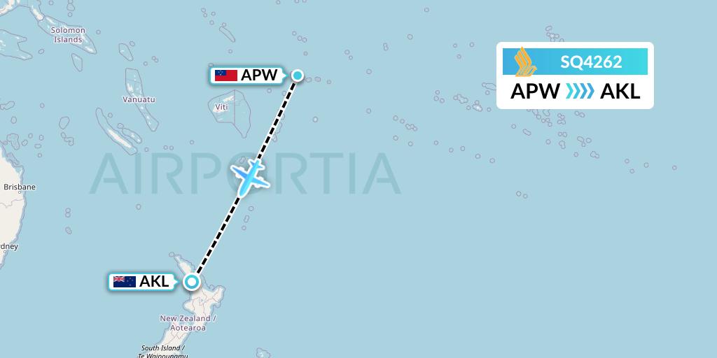 SQ4262 Singapore Airlines Flight Map: Apia to Auckland