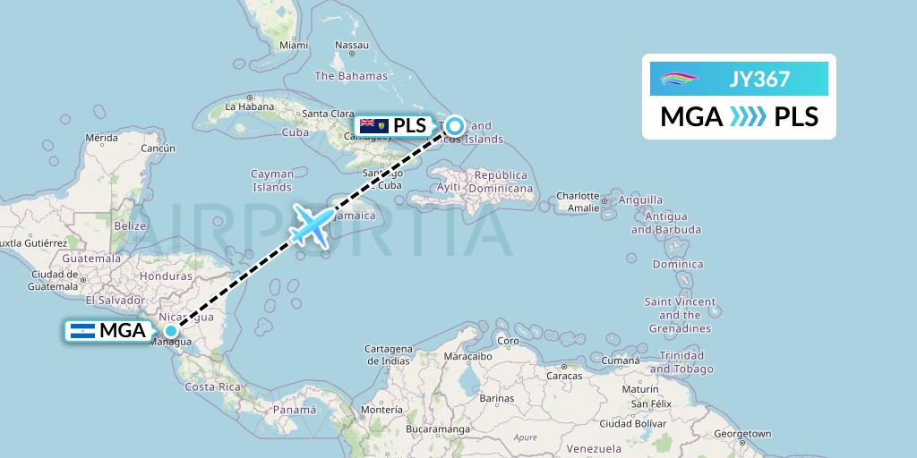 JY367 Flight Status InterCaribbean Airways Managua to Providenciales