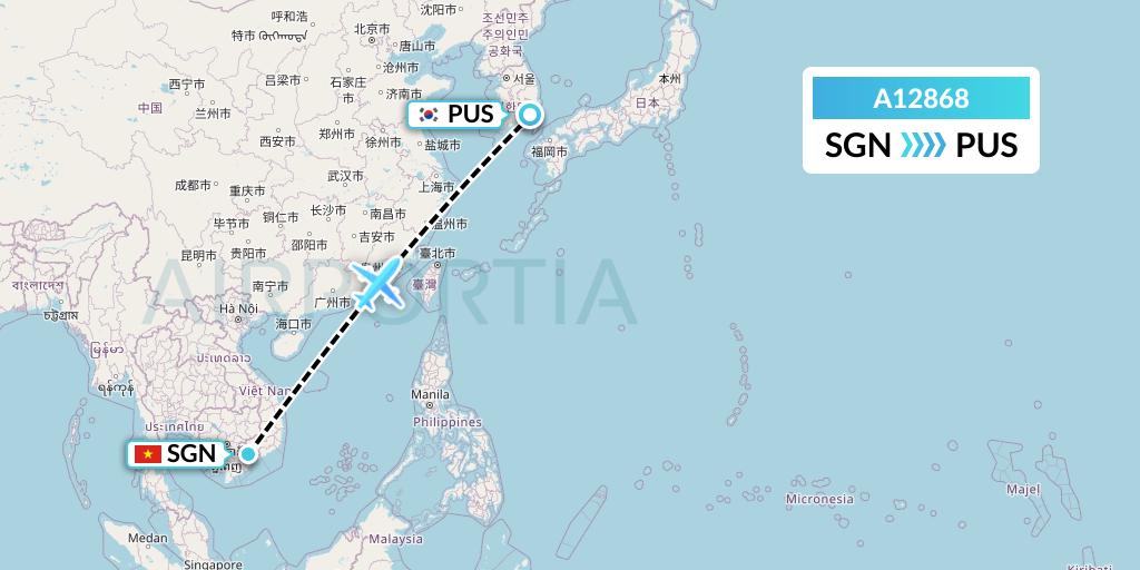 A12868 A.p.g. Distribution Systems Flight Map: Ho Chi Minh City to Busan