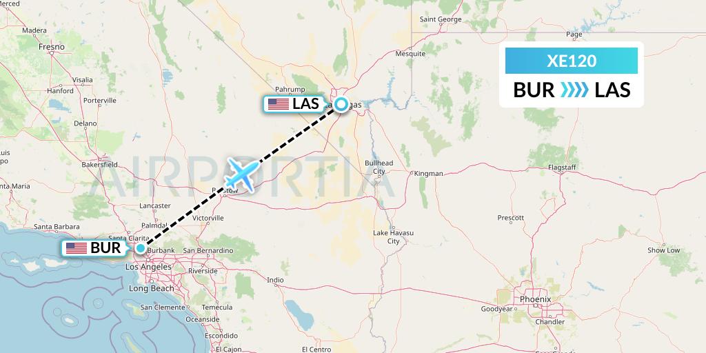 XE120 Jsx Flight Map: Burbank to Las Vegas