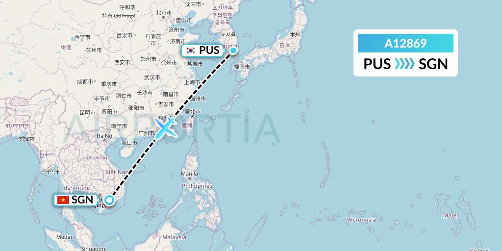 A12869 A.p.g. Distribution Systems Flight Map: Busan to Ho Chi Minh City