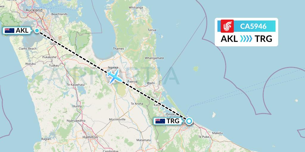 CA5946 Air China Flight Map: Auckland to Tauranga