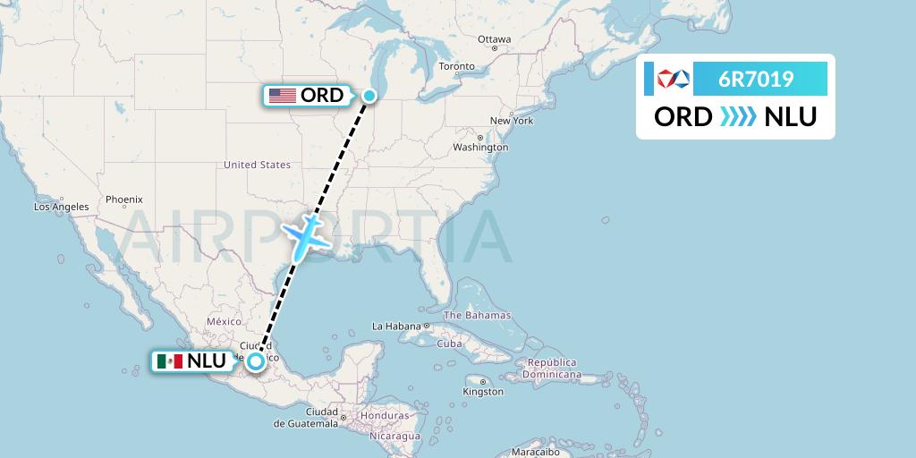 6R7019 Alrosa Flight Map: Chicago to Reyes Acozac