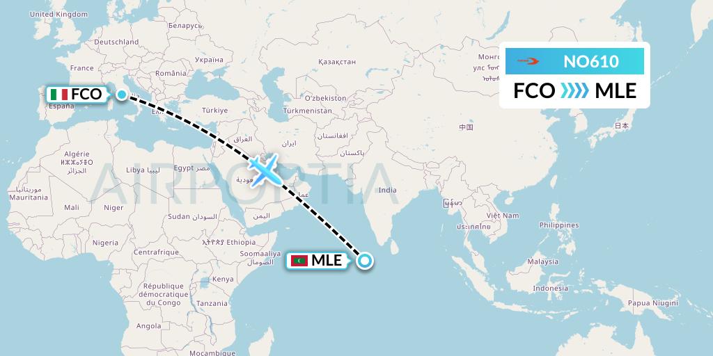 NO610 Neos Flight Map: Rome to Male