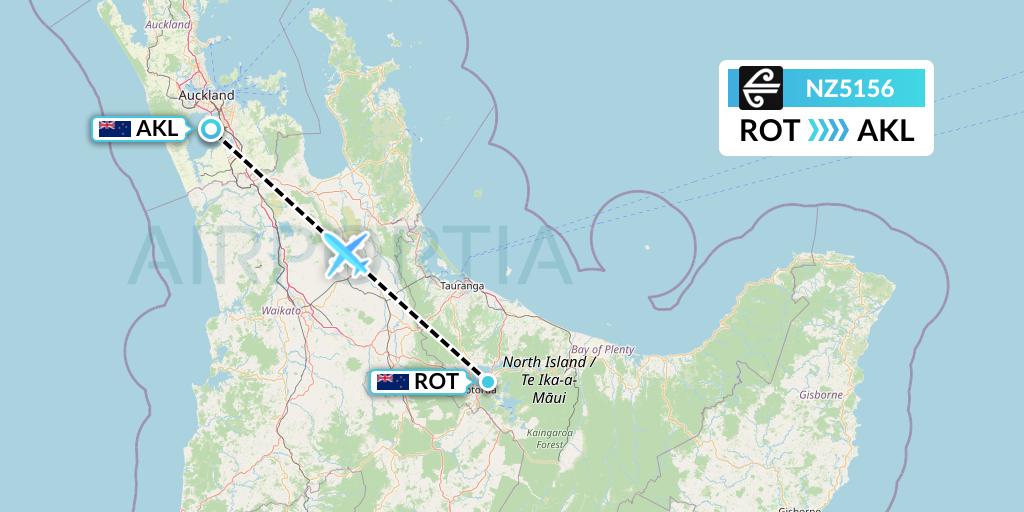 NZ5156 Air New Zealand Flight Map: Rotorua to Auckland