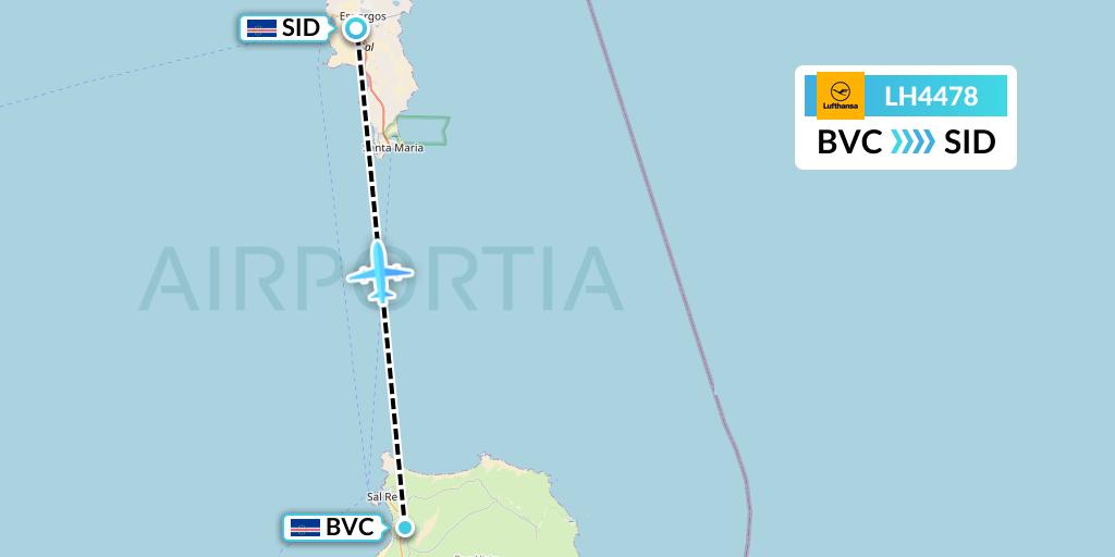 LH4478 Lufthansa Flight Map: Boa Vista to Espargos
