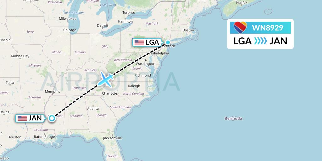 WN8929 Flight Status Southwest Airlines New York to Jackson (SWA8929)