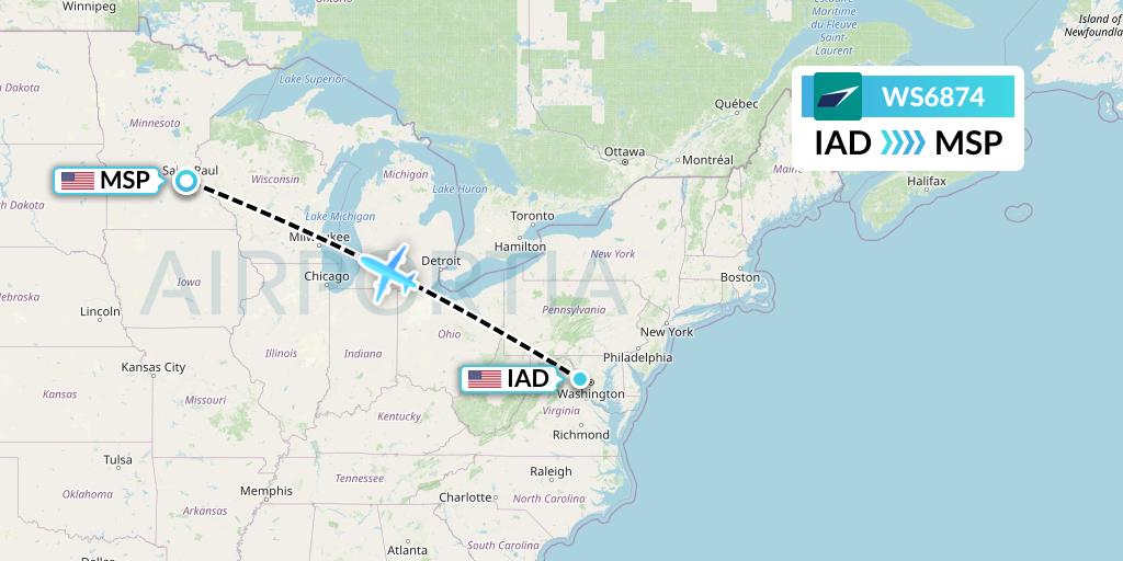 WS6874 Flight Status WestJet Washington to Minneapolis (WJA6874)