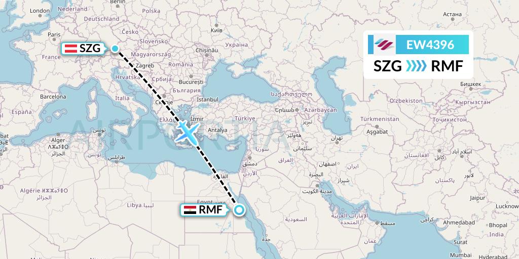 EW4396 Eurowings Flight Map: Salzburg to Marsa Alam