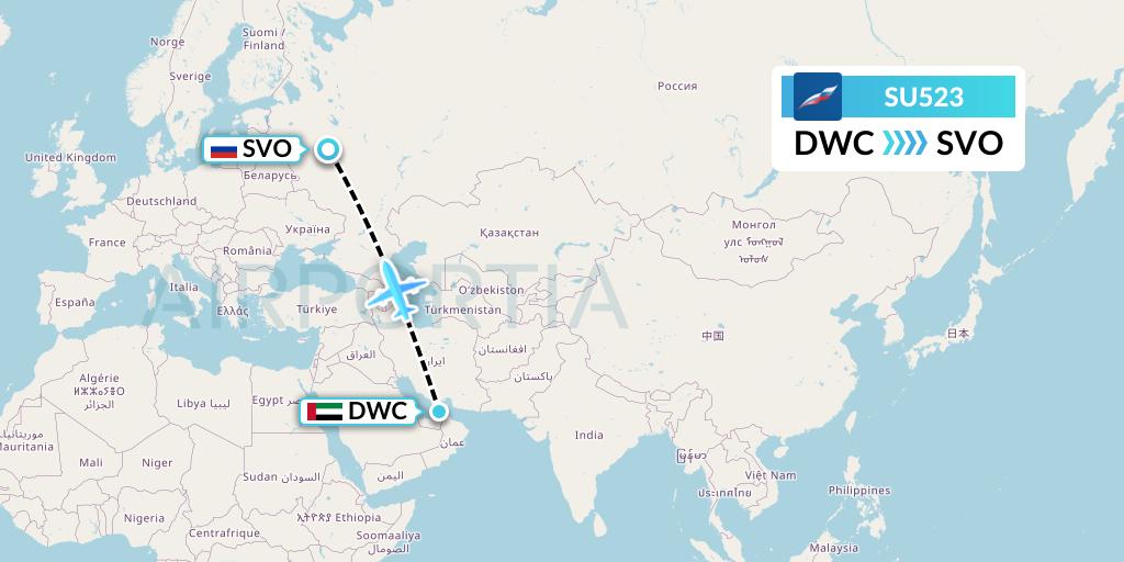 SU523 Aeroflot Flight Map: Dubai to Moscow
