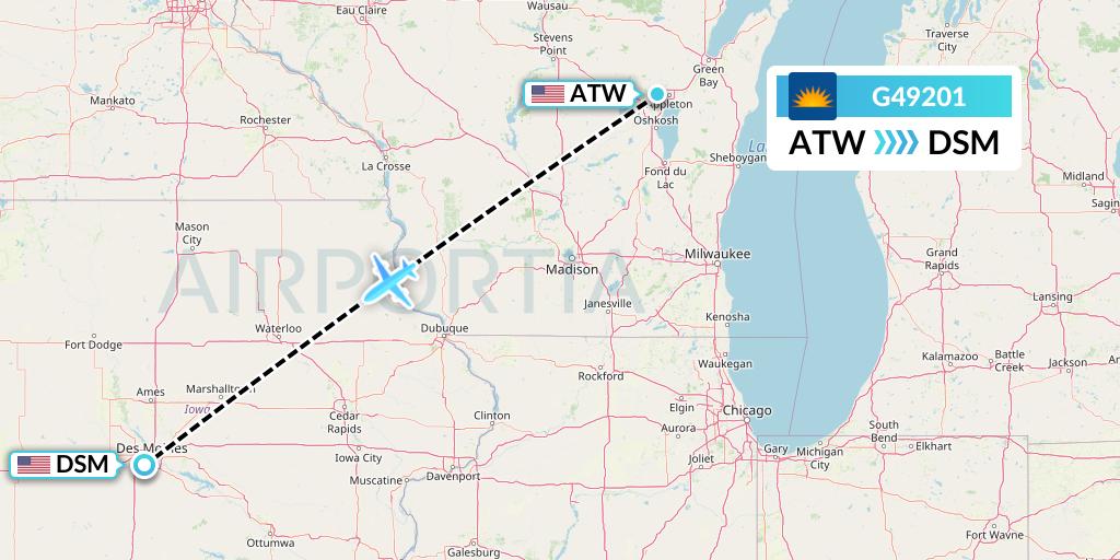 G49201 Allegiant Air Flight Map: Appleton to Des Moines