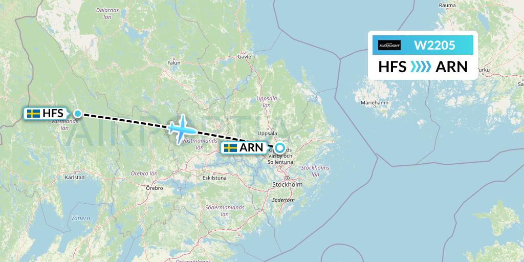 W2205 Flex Flight Flight Map: Hagfors to Stockholm