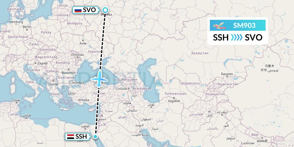 SM903 Air Cairo Flight Map: Sharm el-Sheikh to Moscow