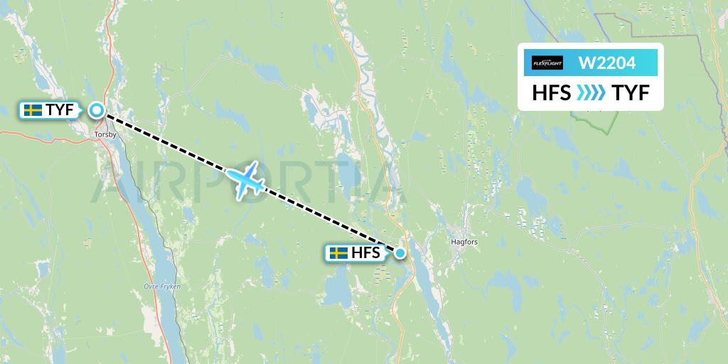 W2204 Flex Flight Flight Map: Hagfors to Torsby