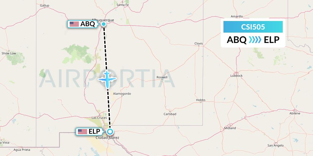 CSI505 Csi Aviation Flight Map: Albuquerque to El Paso