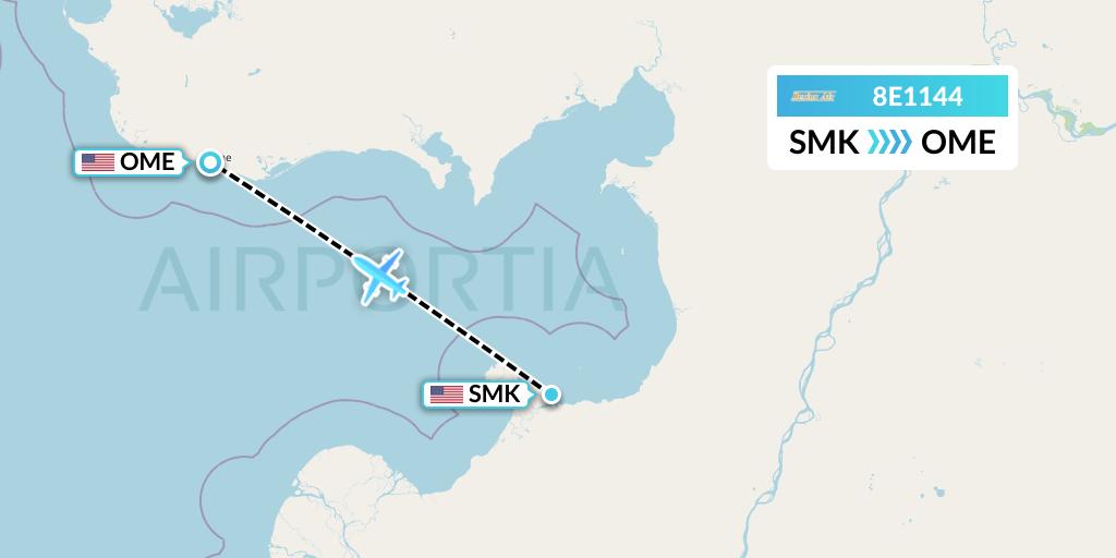8E1144 Bering Air Flight Map: St Michael to Nome
