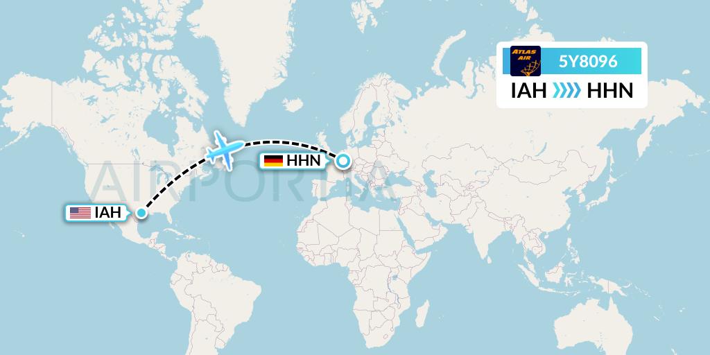 5Y8096 Atlas Air Flight Map: Houston to Hahn