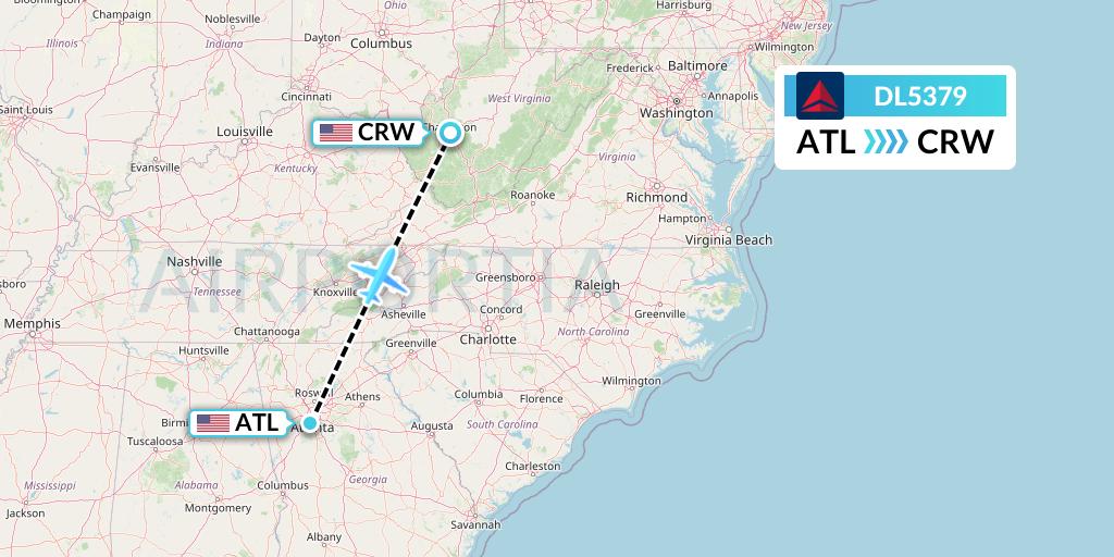 DL5379 Delta Air Lines Flight Map: Atlanta to Charleston